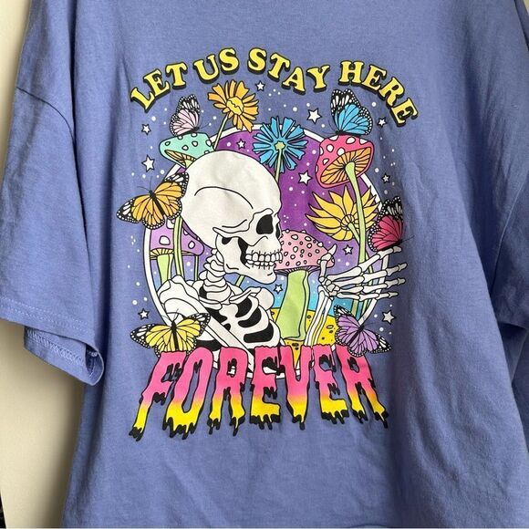 Let us stay here forever skull trippy groovy hot topic oversized tee shirt - Picture 6 of 6
